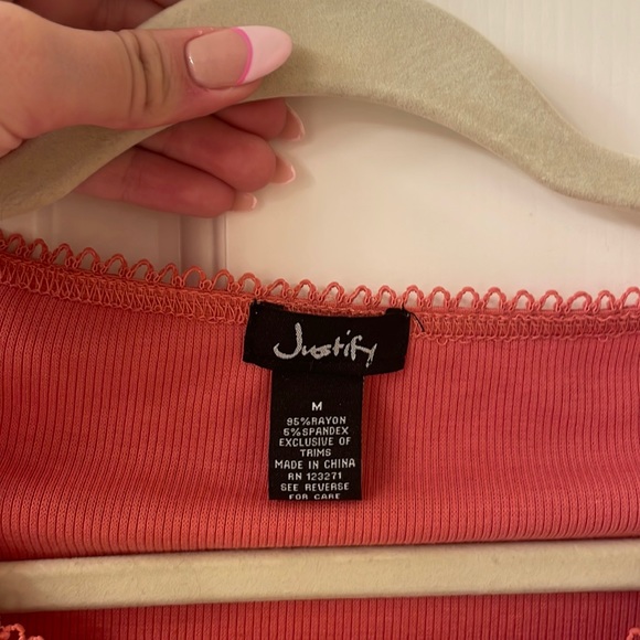 Orange Red Ribbed Top - Picture 4 of 4